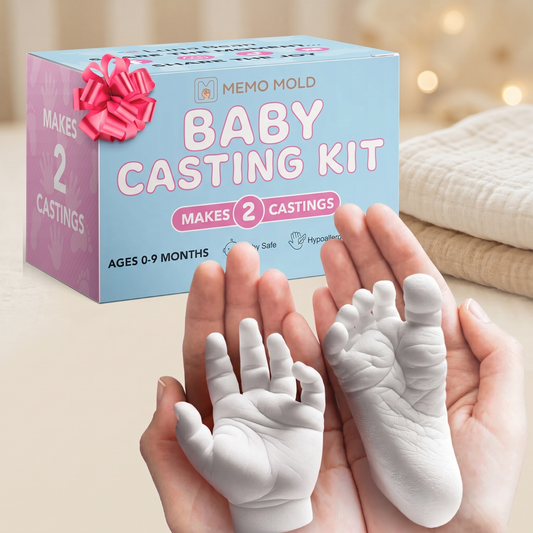 Memo Mold Baby Hand & Footprint Casting Kit – Newborn Keepsake Gift for New Moms