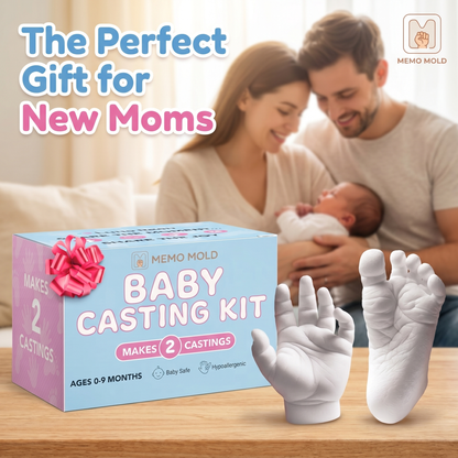 Memo Mold Baby Hand & Footprint Casting Kit – Newborn Keepsake Gift for New Moms